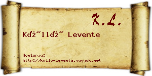 Kálló Levente névjegykártya